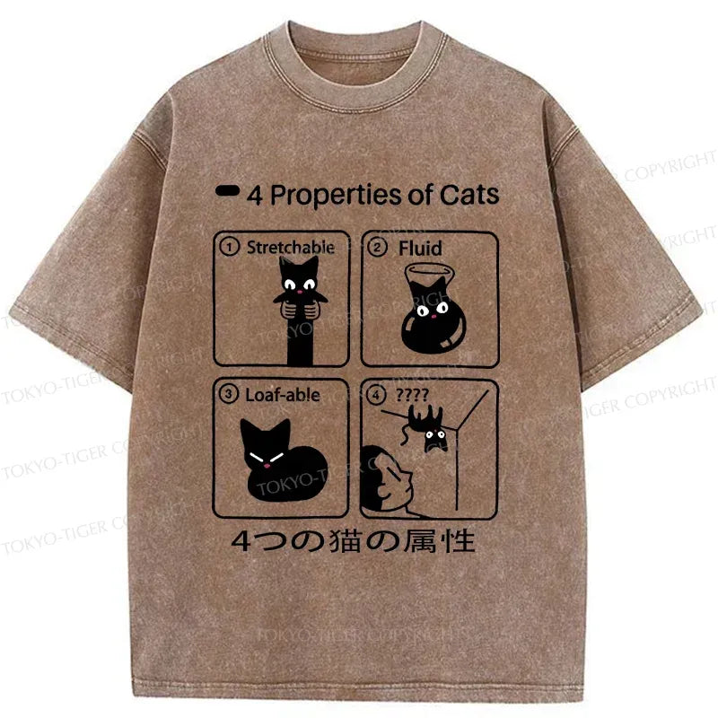 Kyoto-Lion 4 Attributes Of Cats Washed T-Shirt