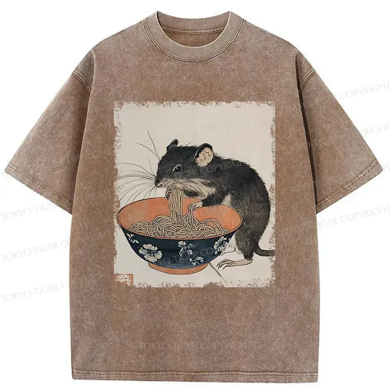 Kyoto-Lion Mouse Steals Ramen Washed T-Shirt