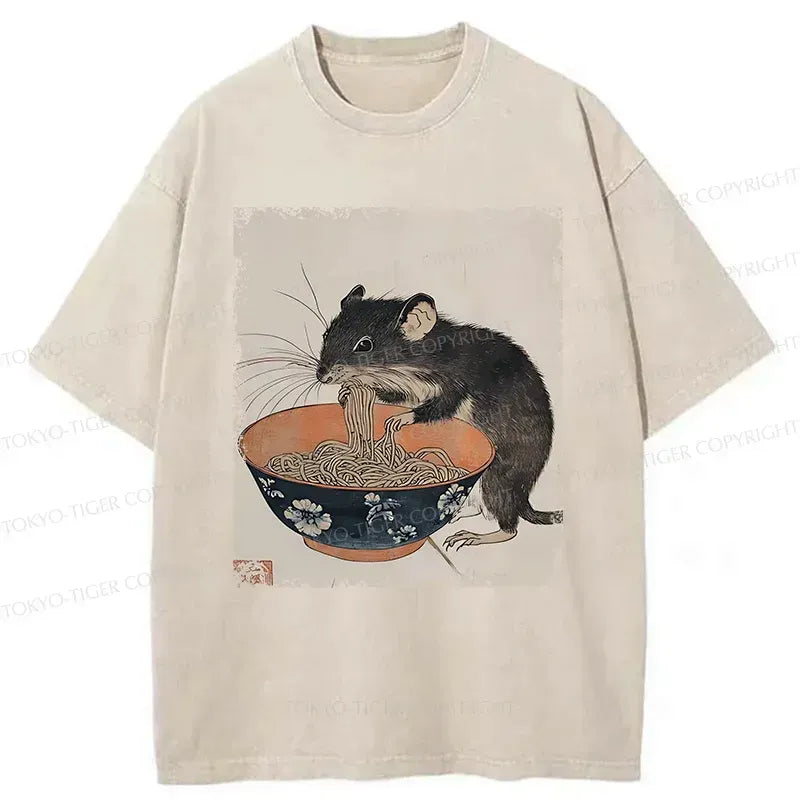 Japanese Woodblock Print Ramen Mouse T-Shirt