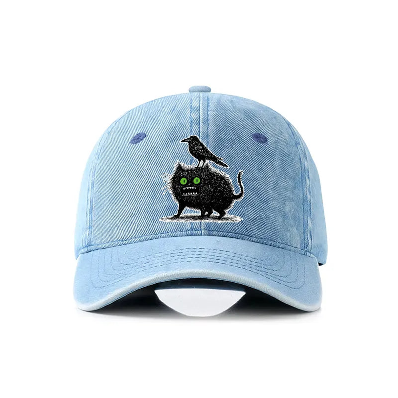 Kyoto-Lion Crow And Black Cat Denim Cap