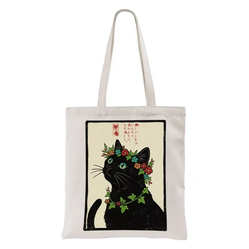 Canvas Cat Tote Bag with Free Shipping