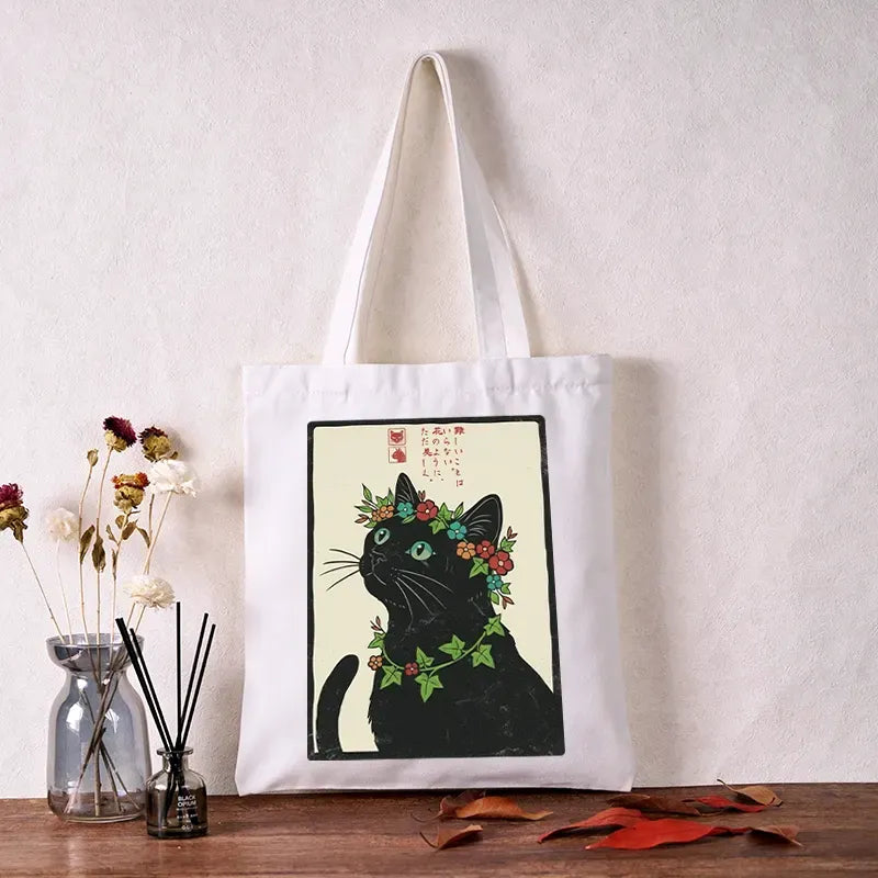 Canvas Cat Tote Bag with Free Shipping