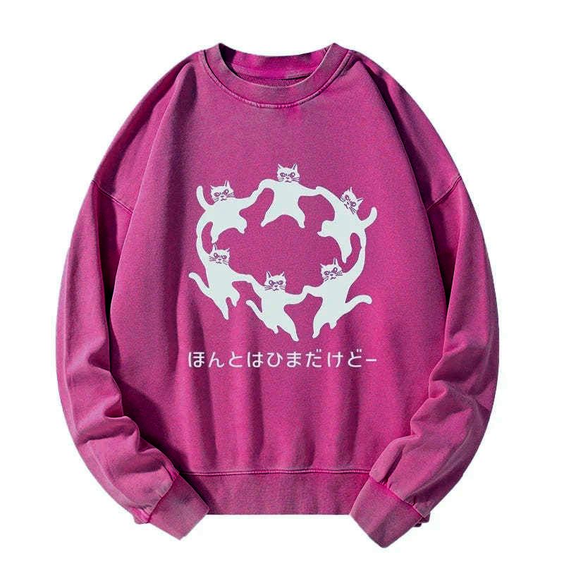 Kyoto-Lion Leisure Cats Japanese Washed Sweatshirt