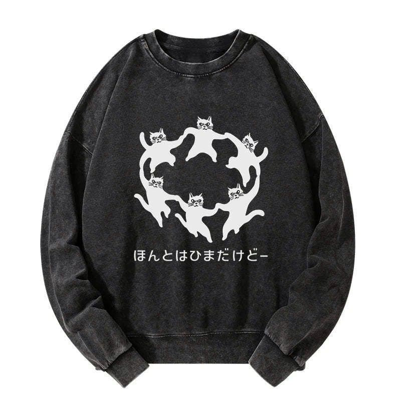japanese cat sweatshirt for streetwear