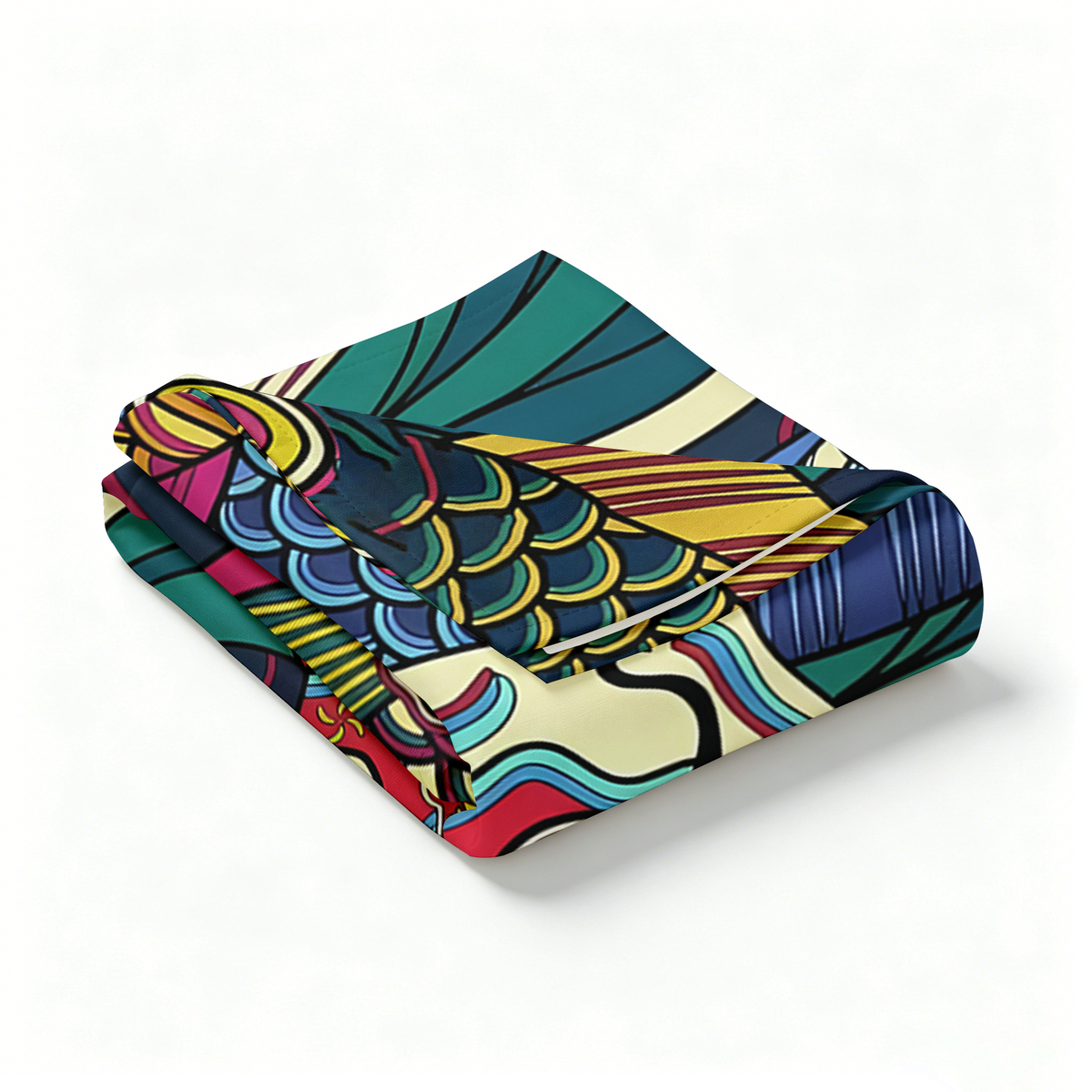 Kyoto-Lion Colorful Japanese Koinobori Tapestry