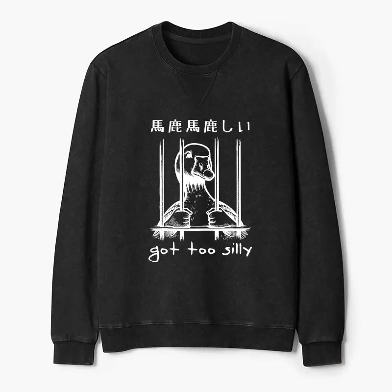 Silly Lion Washed Terry Sweatshirt for Streetwear