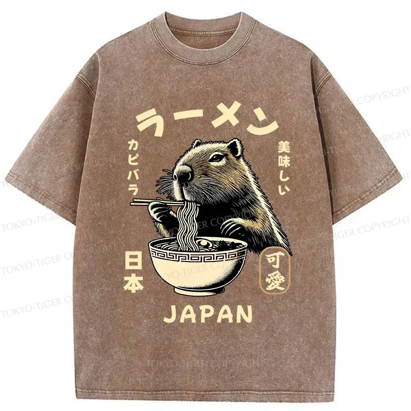Capybara Eating Ramen T-Shirt Gift Idea