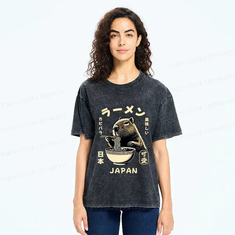 Capybara Eating Ramen T-Shirt Gift Idea