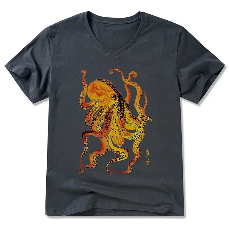 Japanese Octopus V-Neck T-Shirt