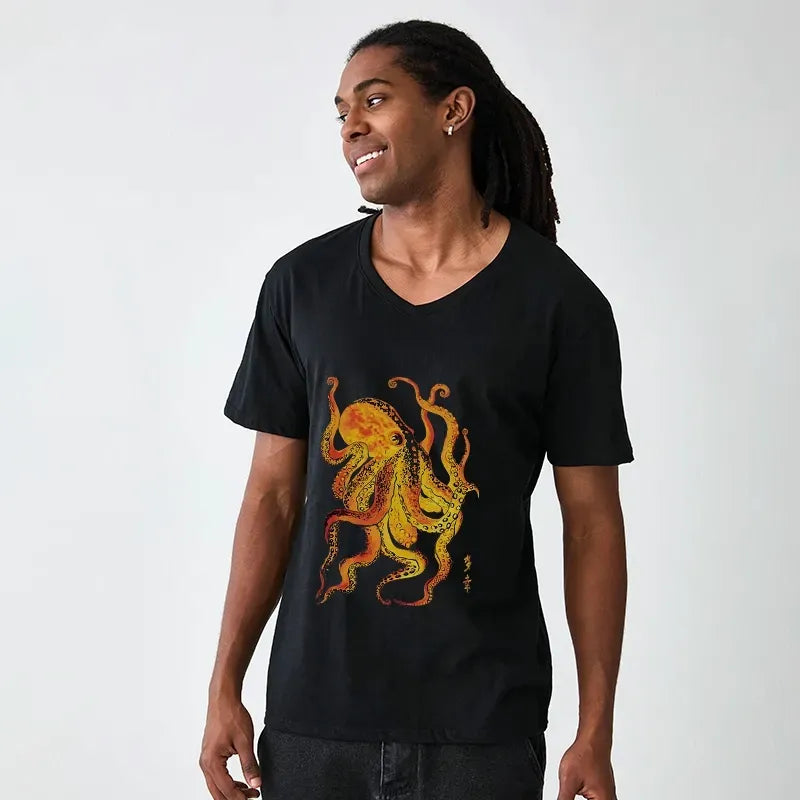 Japanese Octopus V-Neck T-Shirt