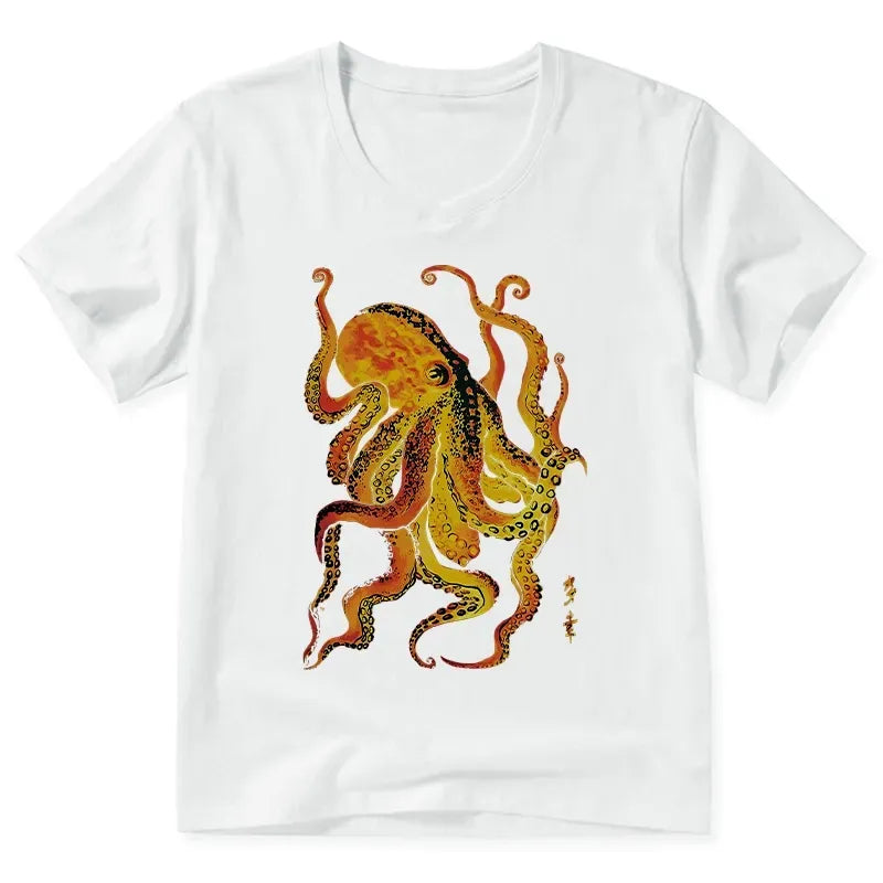 Kyoto-Lion Deep Sea Gorgeous Octopus V-Neck Classic T-Shirt