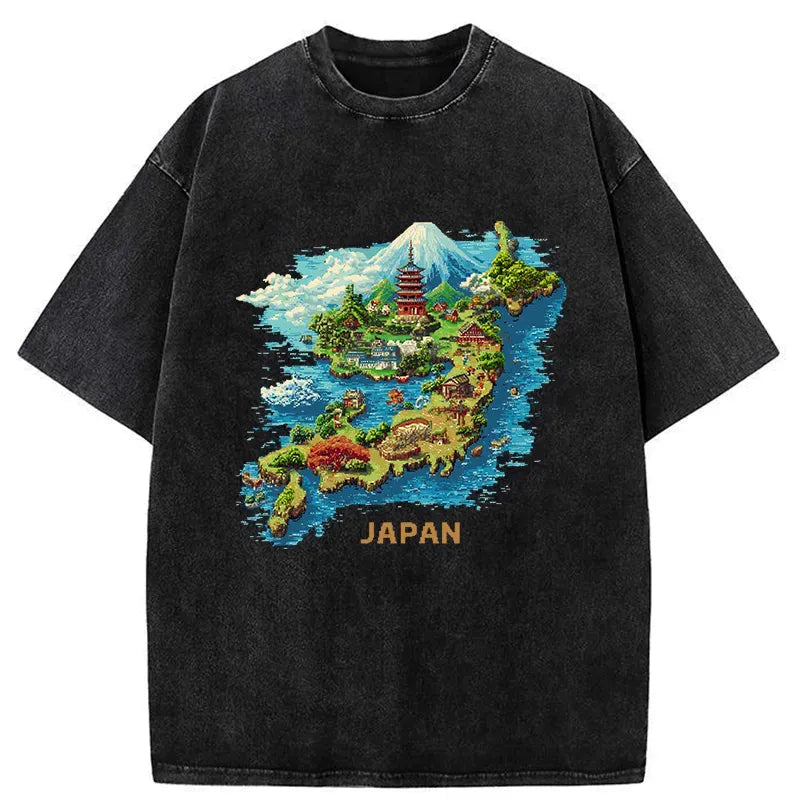 Best Seller Japanese Map Washed T-Shirt