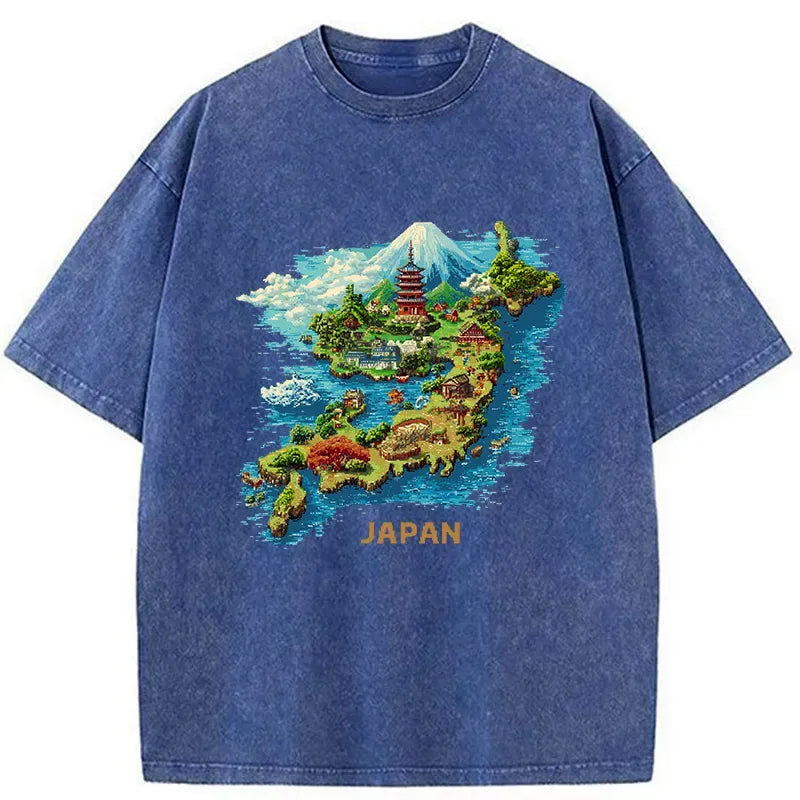 Kyoto-Lion Funny Japanese Map Washed T-Shirt