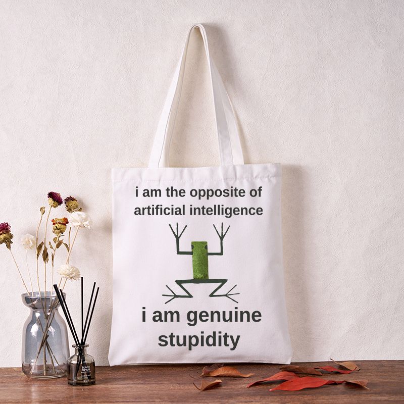 Japanese frog meme tote bag