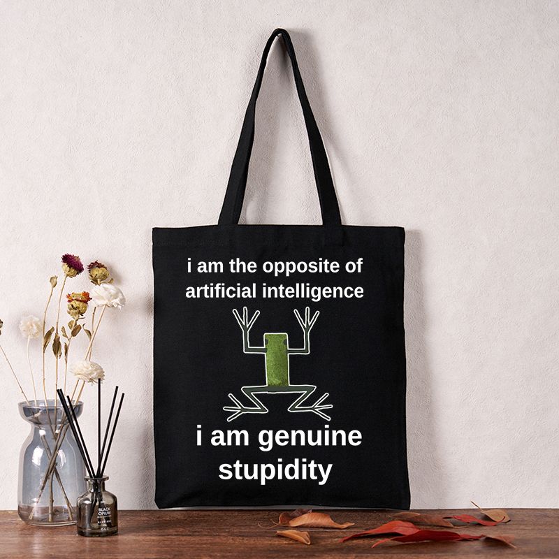 Japanese frog meme tote bag