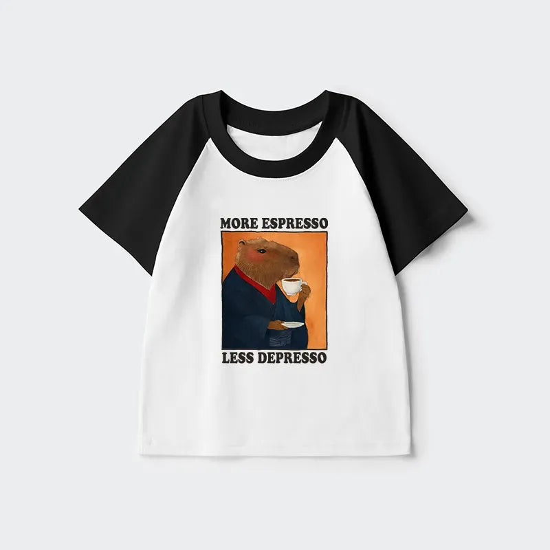 Kyoto-Lion Elegant Capybara Kids Raglan T-shirt