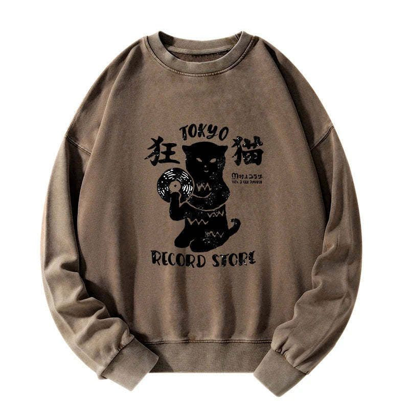 vintage tokyo record store cat sweatshirt