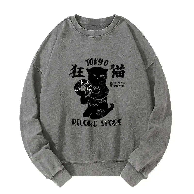 japanese cat sweatshirt for music lovers