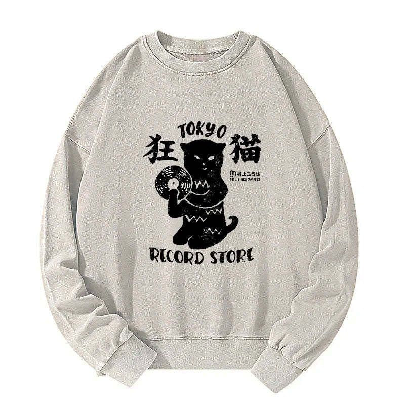 japanese cat sweatshirt for music lovers