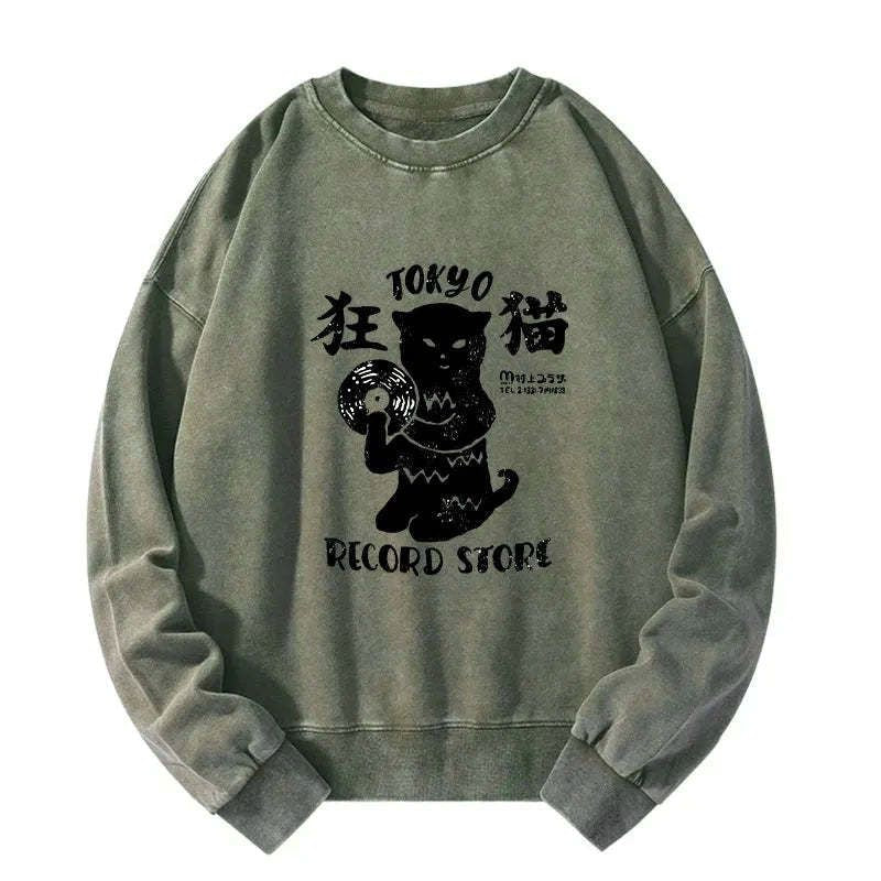 washed unisex sweatshirt with japanese art