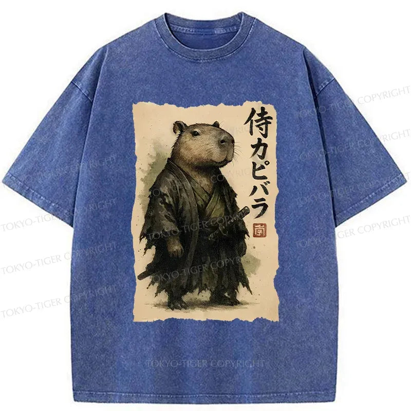 Kyoto-Lion Capybara Samurai Washed T-Shirt