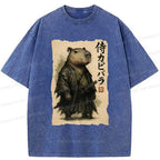Kyoto-Lion Capybara Samurai Washed T-Shirt