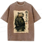Kyoto-Lion Capybara Samurai Washed T-Shirt