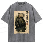 Kyoto-Lion Capybara Samurai Washed T-Shirt