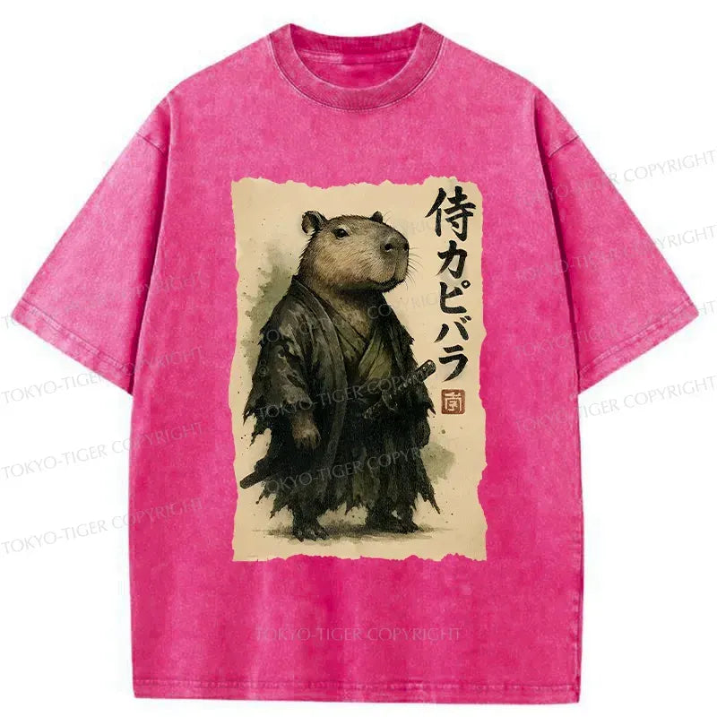 Kyoto-Lion Capybara Samurai Washed T-Shirt
