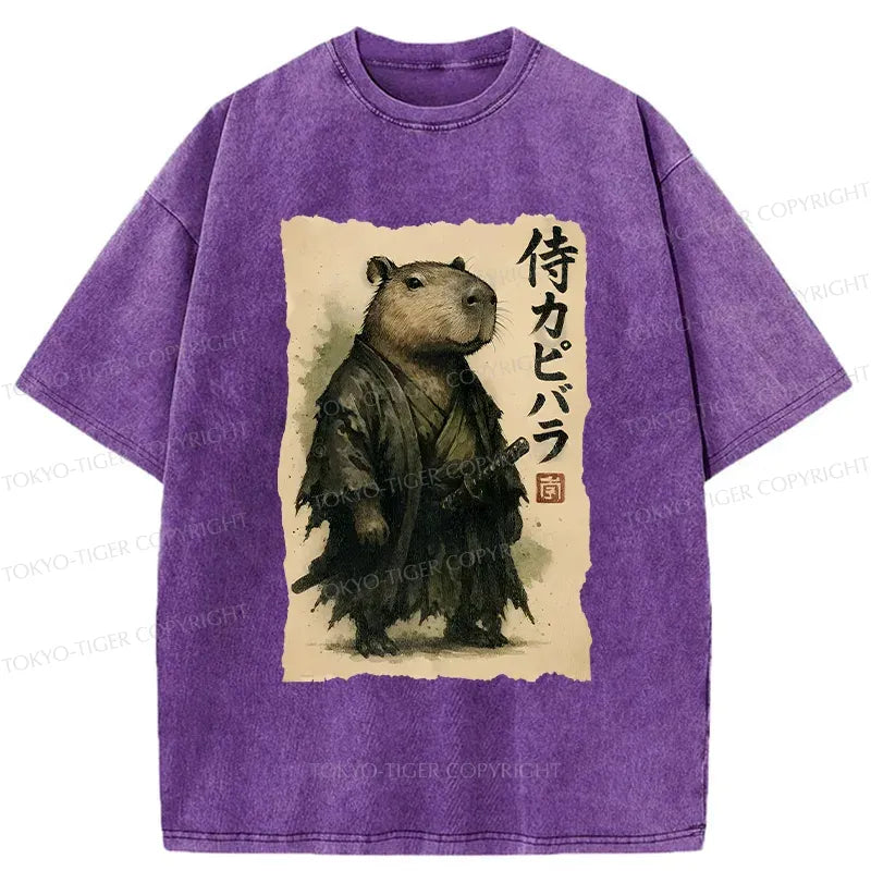 Kyoto-Lion Capybara Samurai Washed T-Shirt