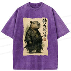 Kyoto-Lion Capybara Samurai Washed T-Shirt