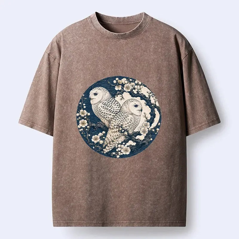 Snow Owl Ukiyo-e T-Shirt for Daily Wear