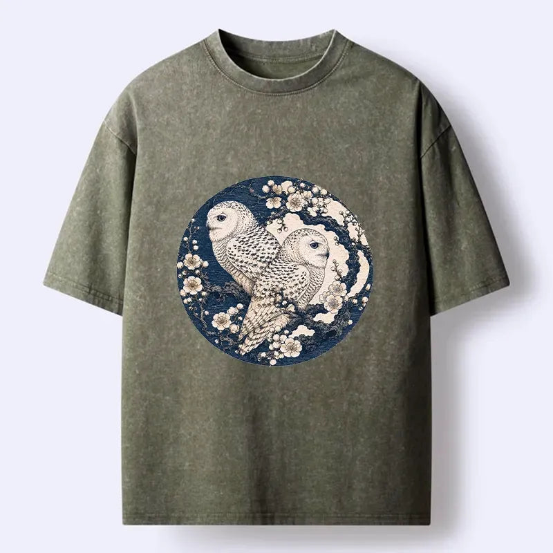 Snow Owl Ukiyo-e T-Shirt for Daily Wear