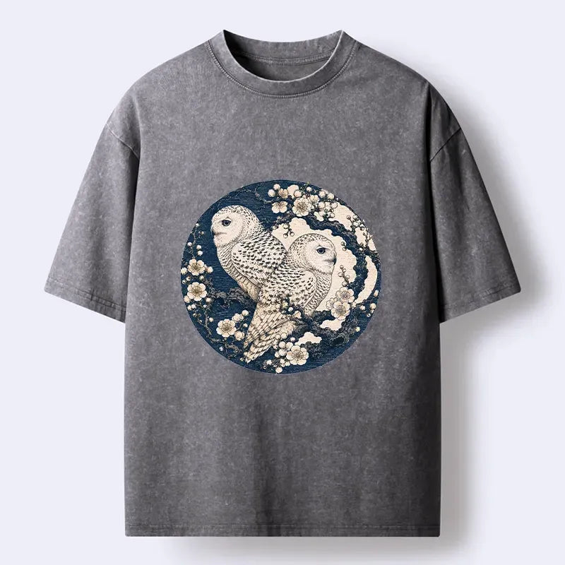 Snow Owl Ukiyo-e T-Shirt for Daily Wear