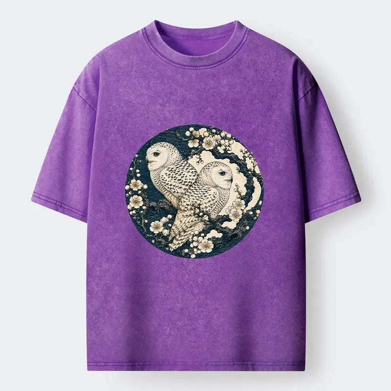 Kyoto-Lion Snow Owl Plum Blossom T-Shirt