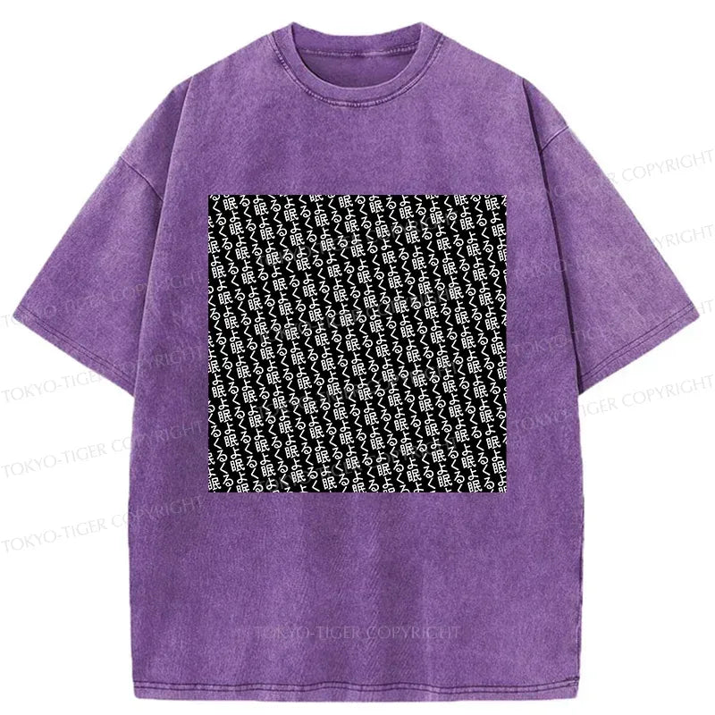 Japanese Kanji Washed T-Shirt for Daily Wear
