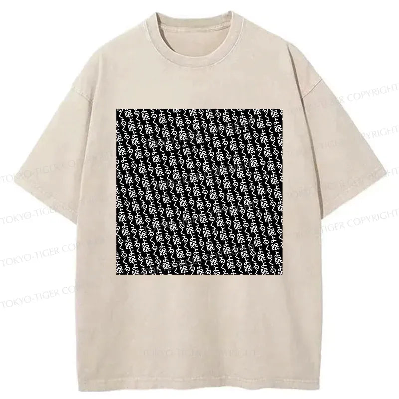 Japanese Kanji Washed T-Shirt for Daily Wear