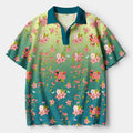 Kyoto-Lion Sakura Blossom Waves Crochet Polo Shirt