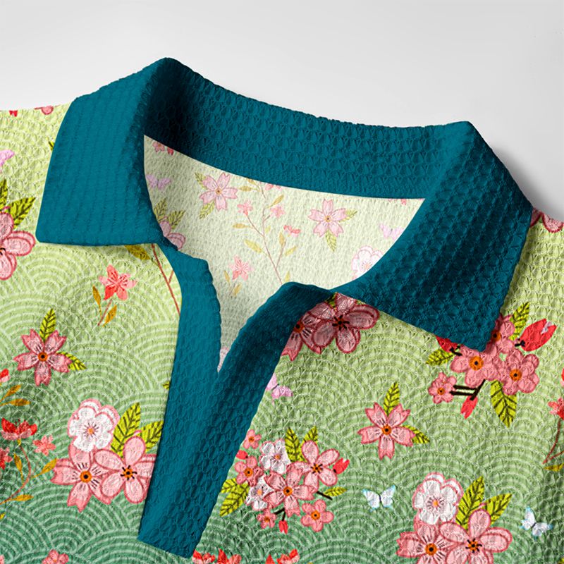 Kyoto lion crochet polo shirt streetwear