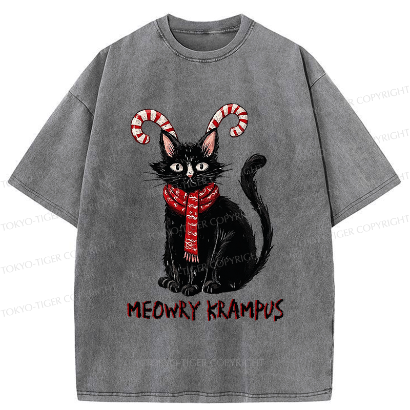 Kyoto-Lion Meowry Krampus-The Festive Rebel Washed T-Shirt