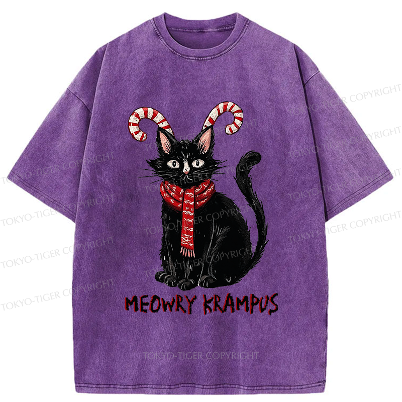 Kyoto-Lion Meowry Krampus-The Festive Rebel Washed T-Shirt