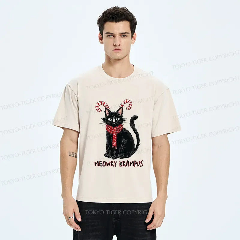 Kyoto-Lion Meowry Krampus-The Festive Rebel Washed T-Shirt