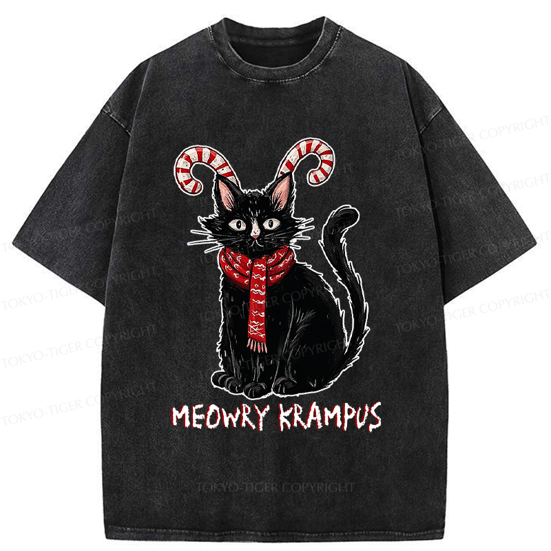 Kyoto-Lion Meowry Krampus-The Festive Rebel Washed T-Shirt