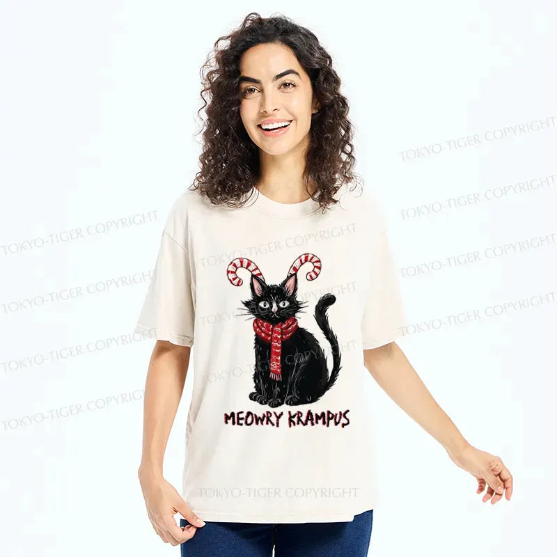 Kyoto-Lion Meowry Krampus-The Festive Rebel Washed T-Shirt