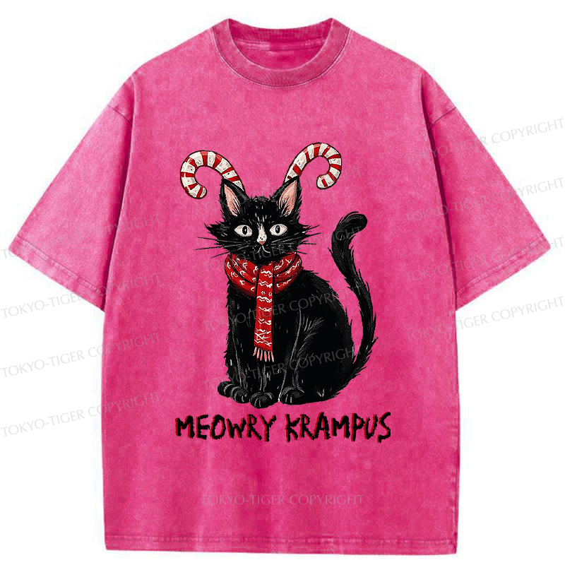 Kyoto-Lion Meowry Krampus-The Festive Rebel Washed T-Shirt