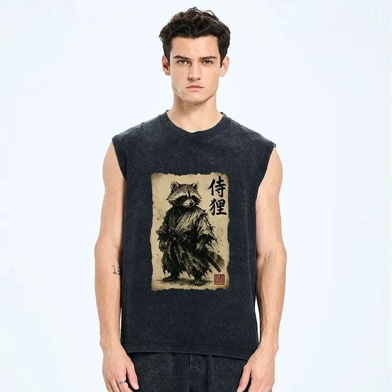 Unisex Raccoon Samurai Tank with Free Shipping