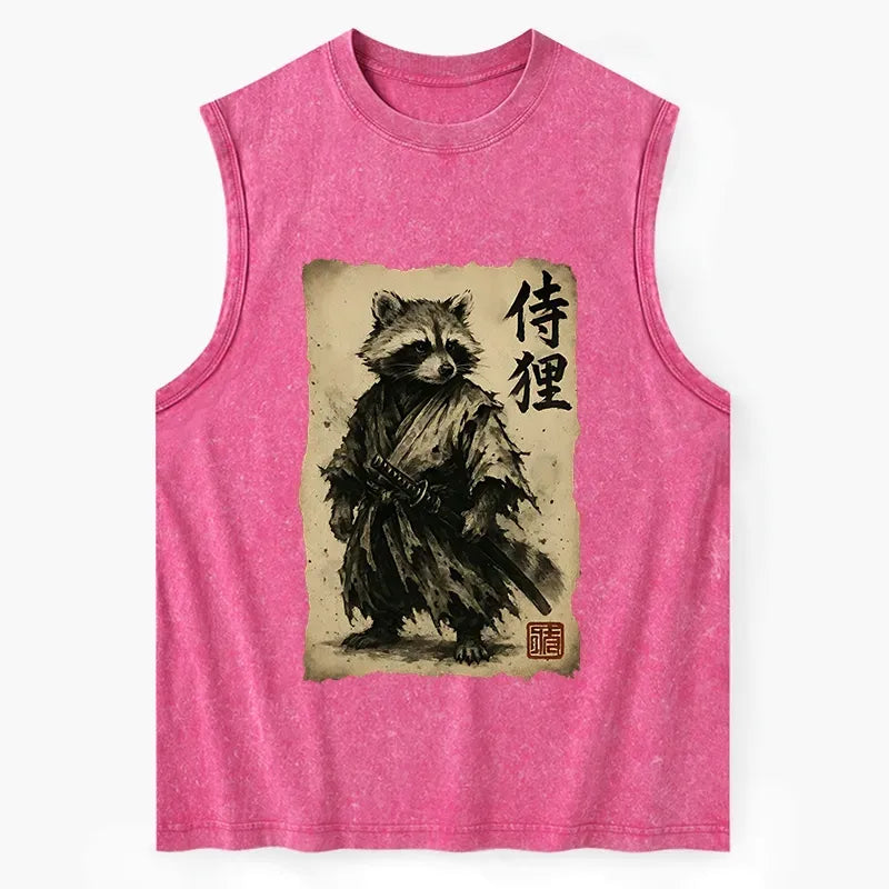 Retro Raccoon Samurai Tank Top for Daily Wear