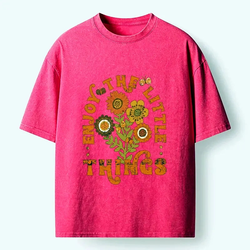 Japanese flower washed t-shirt for daily wear