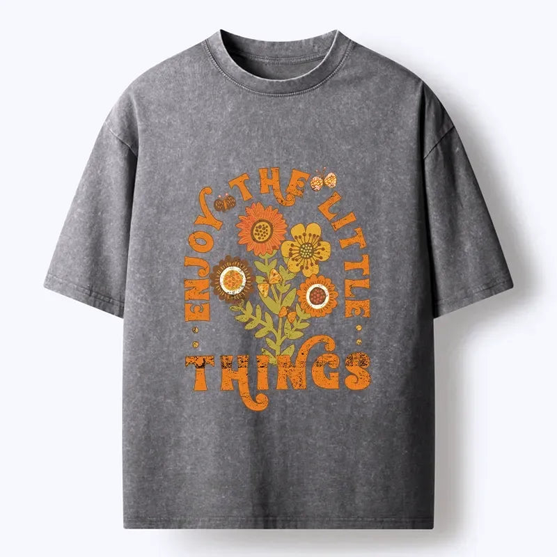 Kyoto-Lion Enjoy The Little Things Flowers Washed T-Shirt