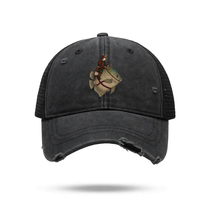 Kyoto-Lion Samurai Riding A Fish Trucker Cap